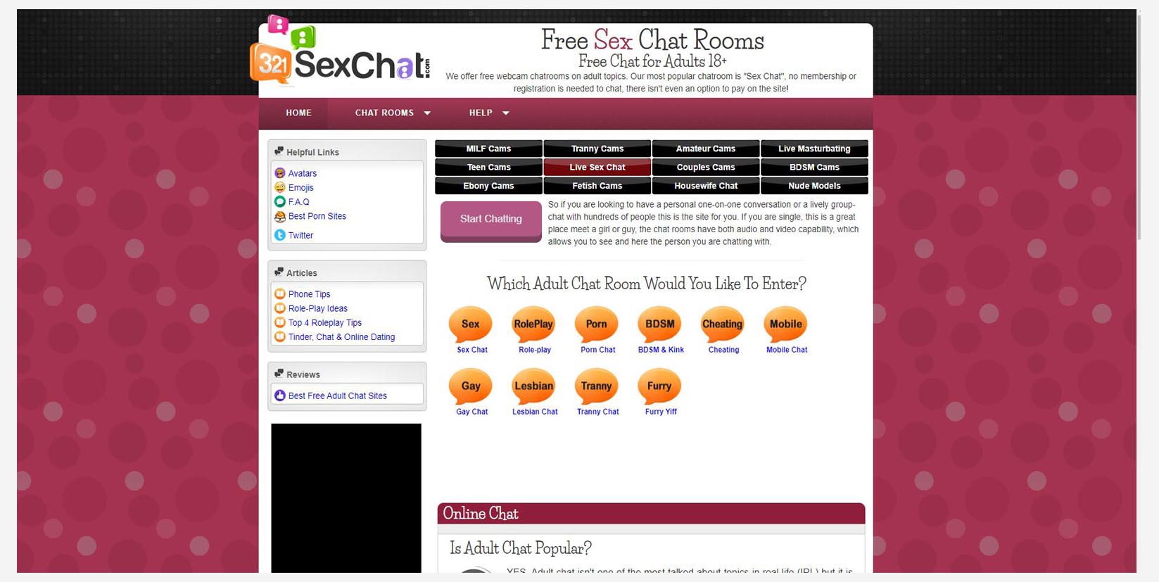 321SexChat is a sex chat site specifically designed for having cyber sex. 